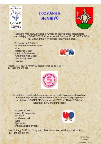 5. výročie založenie organizácie GRACE