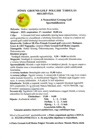 Nemzetközi Grund golf sporttalálkozó - Hodos