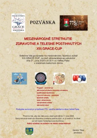 MEDZINÁRODNÉ STRETNUTIE ZDRAVOTNE A TELESNE POSTIHNUTÝCH - XIII.GRACE-CUP